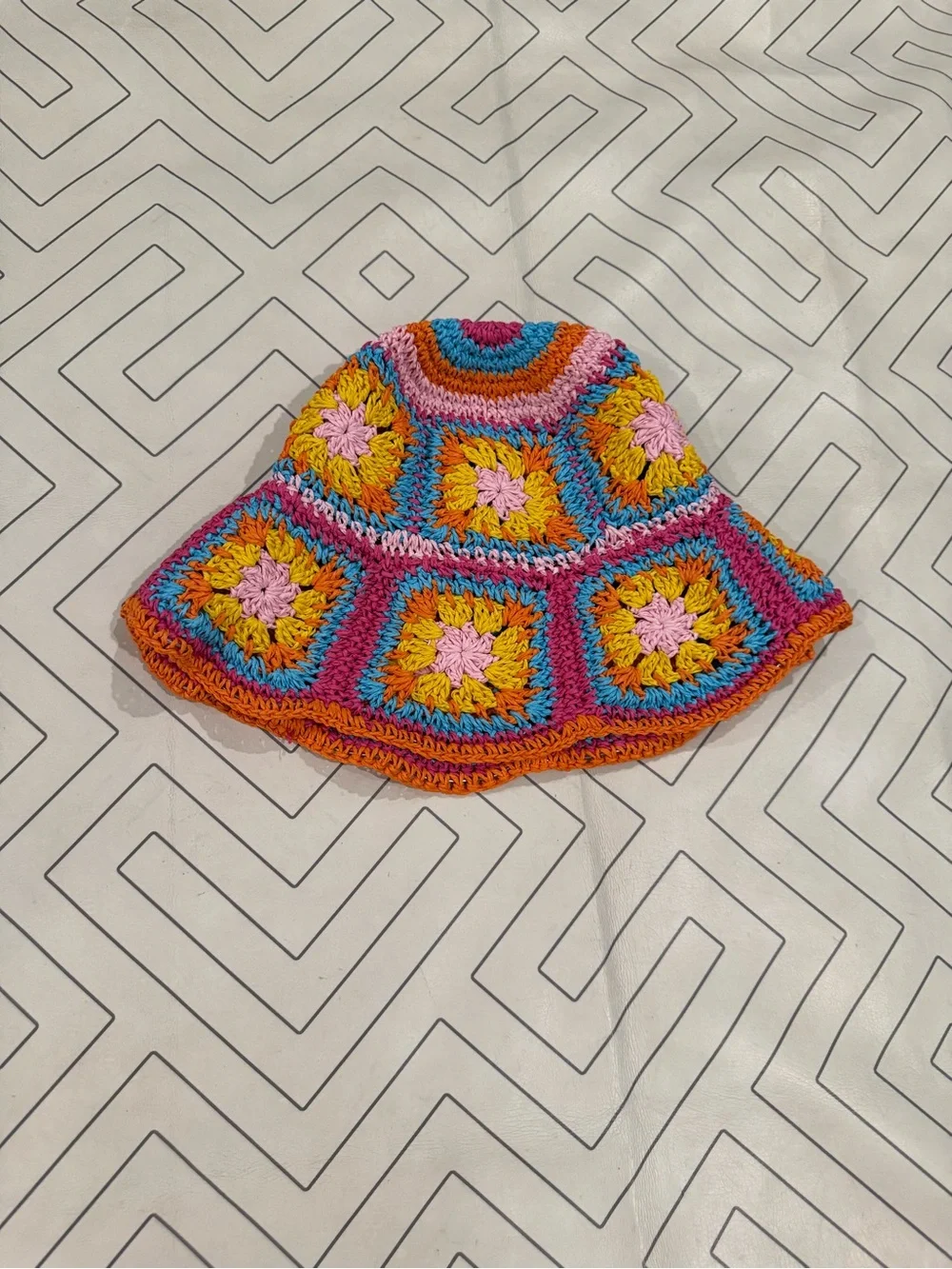 Colorful Straw Crochet Bucket Hat
